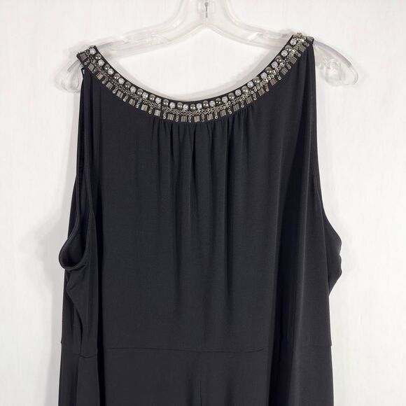 Lane Bryant Plus Size 28 Maxi Dress Black Beaded Rhinestones Stud Sleeveless 672 - Picture 6 of 10